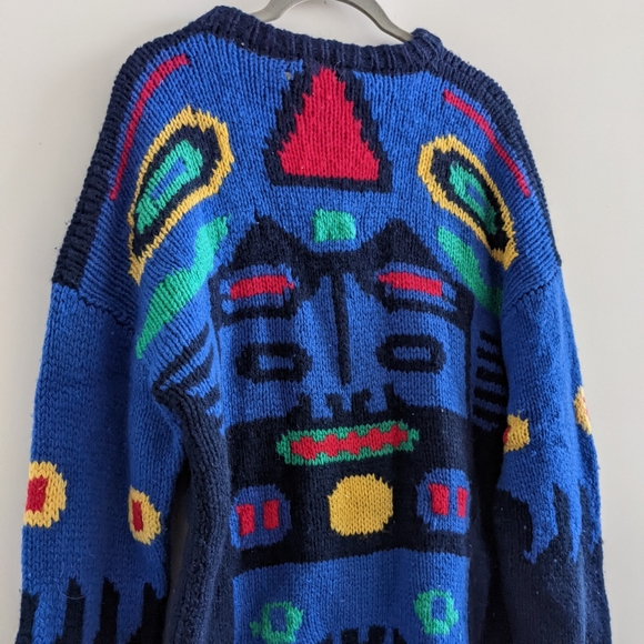Hand knit money cat colorful sweater - Picture 5 of 5